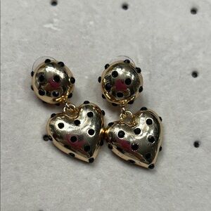 Gold and Black Heart Earrings